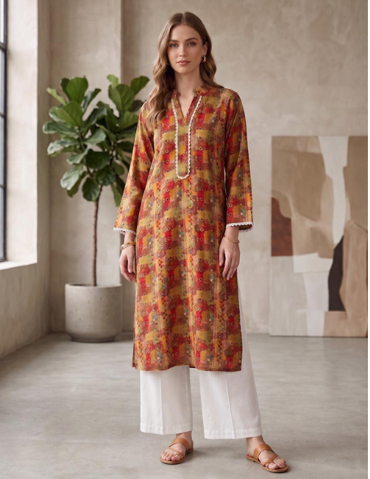 Abstract Cotton Cambric Kurti